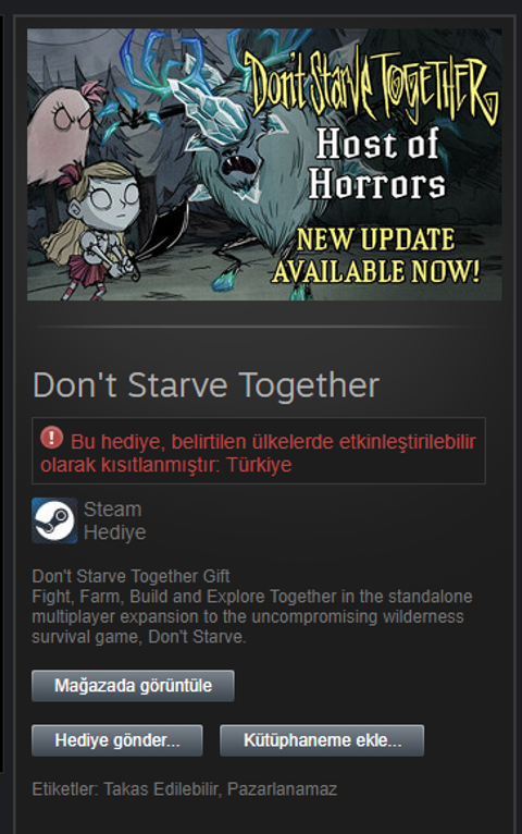 Steam Don't Starve Together Mağza Fiyatından Ucuza Satıyorum!