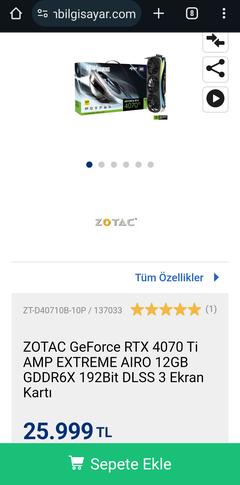 ZOTAC GeForce RTX 4070 Ti AMP EXTREME AIRO<br><br>26k ₺