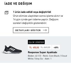 Adidas response ayakkabı sepette 452 TL