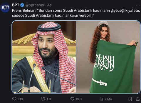 Prens Selman: "Bundan sonra Suudi Arabistanlı kadınlar, giyeceği kıyafete kendi karar verecek."