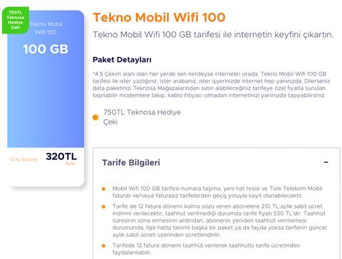 TEKNO WIFI 100 GB 190₺ (TEKNOSACELL TEKNOBOX - ANA KONU - 2023)