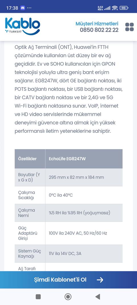 Kablonet Fiber Yenı Modem Önerisi