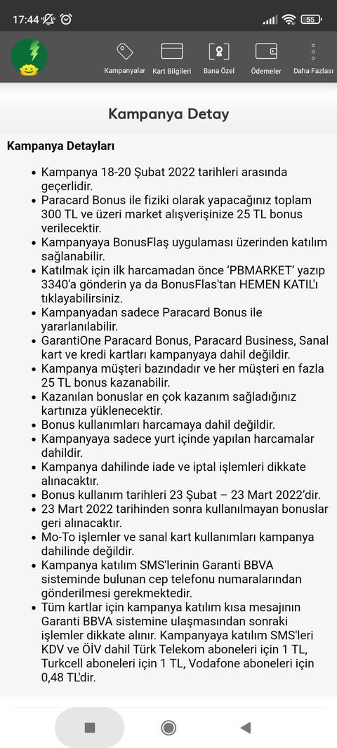 Paracard bonus market alışverişine 300/25