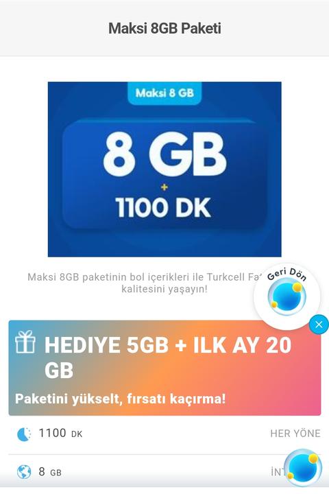 Maksi paketinde hediye 5 GB nedir?