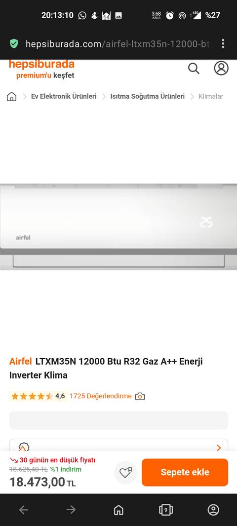 Airfel LTXM35N 12000 BTU Klima 18.473 TL
