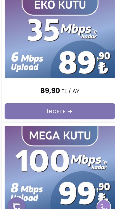 İnternet Kutusu Fiber/Vdsl/Adsl Taahhütsüz (100 Mbps 99,90 / 250 Mbps 159,90 TL )