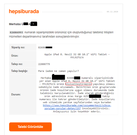 Hepsiburada.com TELEFON ve TABLETLERİ iade almıyor. Dikkat edin . Alışveriş yapmadan önce düşünün!!