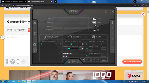 Geforce 610m ye overclock ayarı