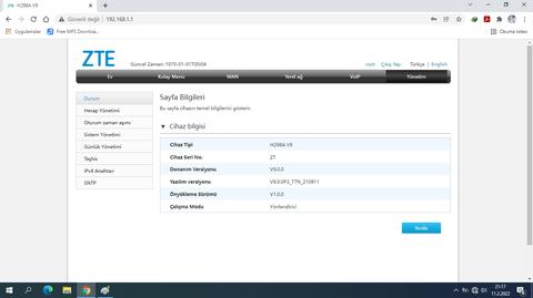 H298A V9 sürümü root hesabı aktif etme