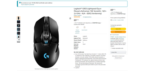 Logitech® G903 Lightspeed Oyun Mouse Yenilenmiş 107 tl