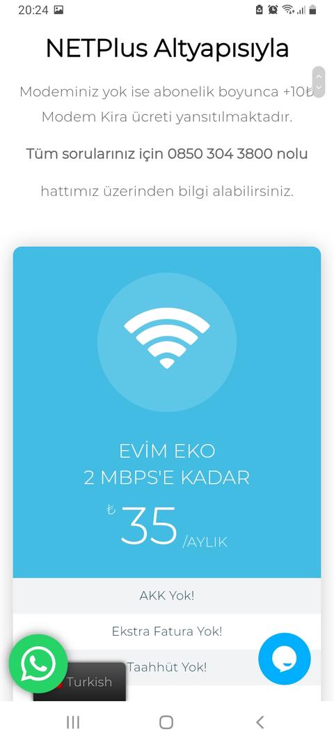 2 mbps internet 35 lira