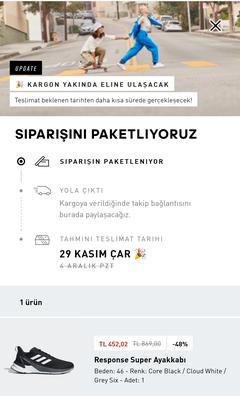 Adidas response ayakkabı sepette 452 TL