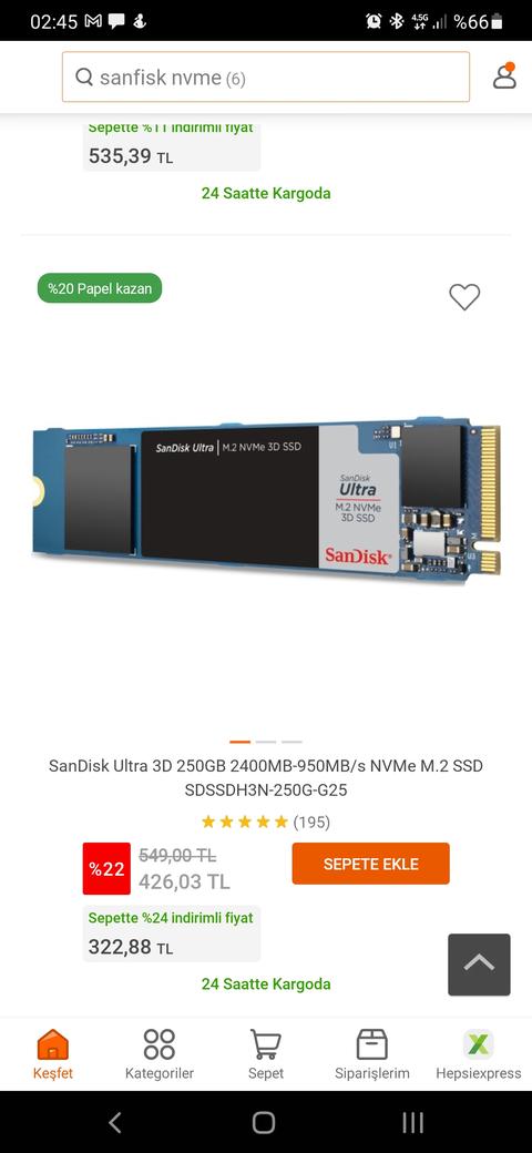 Sandisk Ultra 3D 250GB M2 - Hepsiburada