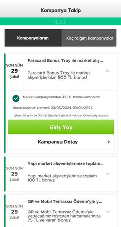 Paracard Bonus Troy 500 TL ve üzeri market harcamalarınıza %20 bonus (Şubat, max 500)