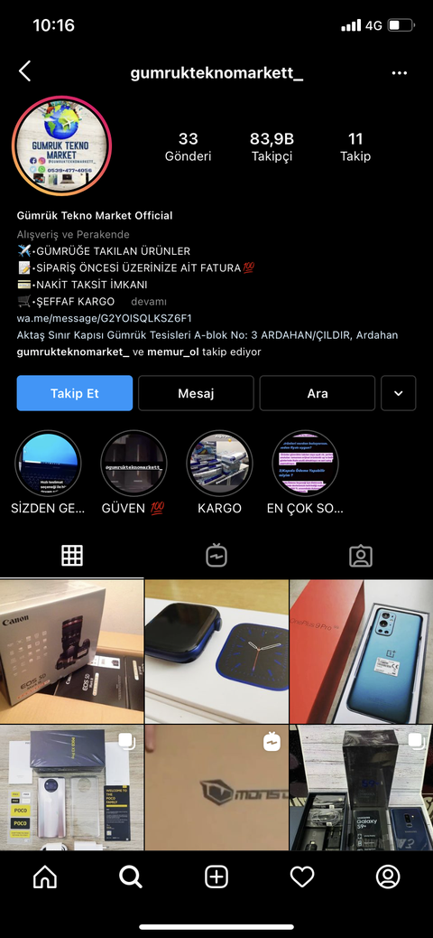 Dolandırıcı Instagram Sayfaları (Güya Gümrükten)