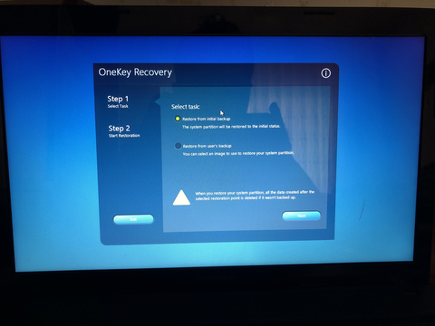 Lenovo bilgisayarda açılışta OneKey Recovery ekranı