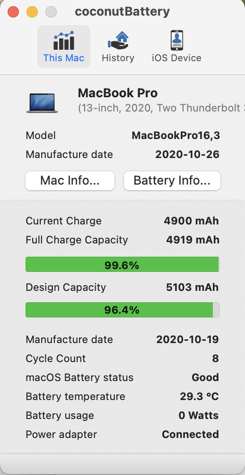 MacBook Pro 1 ayda %96 pil sağlığına düştü