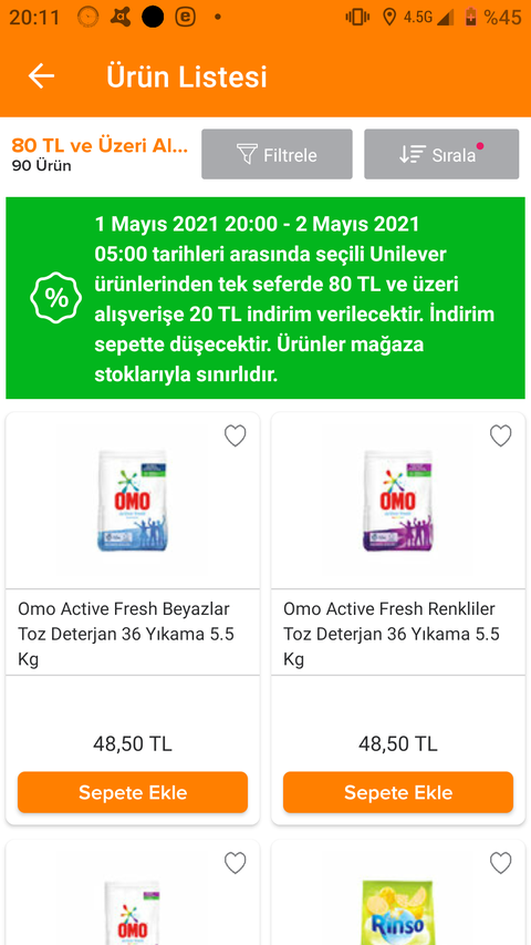 12 KG Rinso Deterjan 25,80 TL (Migros Sanal market)