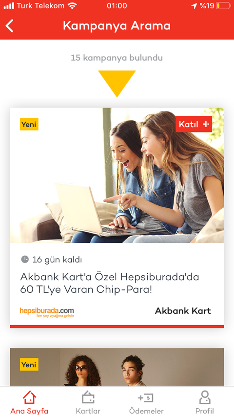 Akbank Kart Hepsiburada 60 TL ye Varan Chippara!