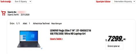 LENOVO Yoga Slim 7 14" /i7-1065G7/16 GB/1TB/2GB/ Ultra HD Laptop 7299 TL