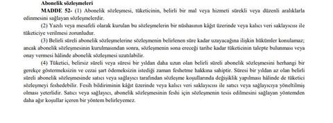 'Bir seneyi geçen internet aboneliklerinde cayma bedeli yansıtılamaz'