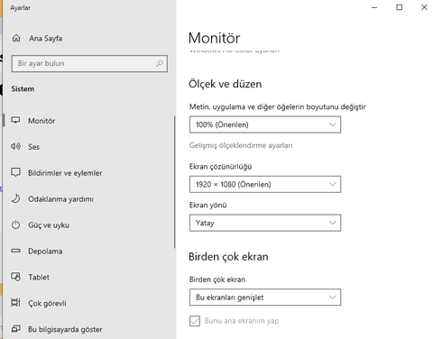 2. monitore görüntü alamıyorum yardımcı olurmusunuz?