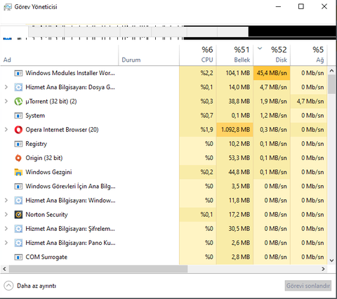 Windows 10 görev yöneticisi yazılar gözükmüyor !
