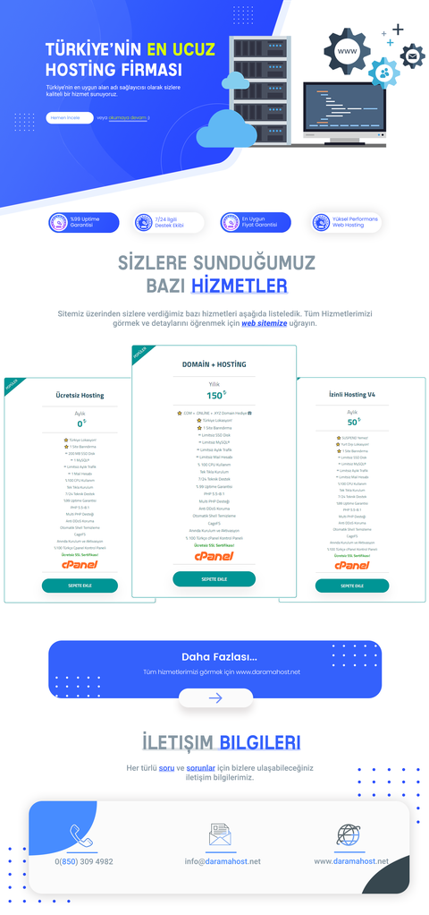 Kampanya! | Yıllık Hosting + 3 Adet Domain(.com + .online + .xyz) 150 TL