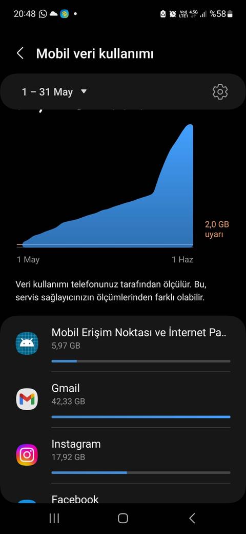 Gmail 40gb veri kullanmış