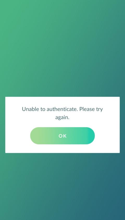 Pokemon Go Unable yo authenticate. please try again hatası