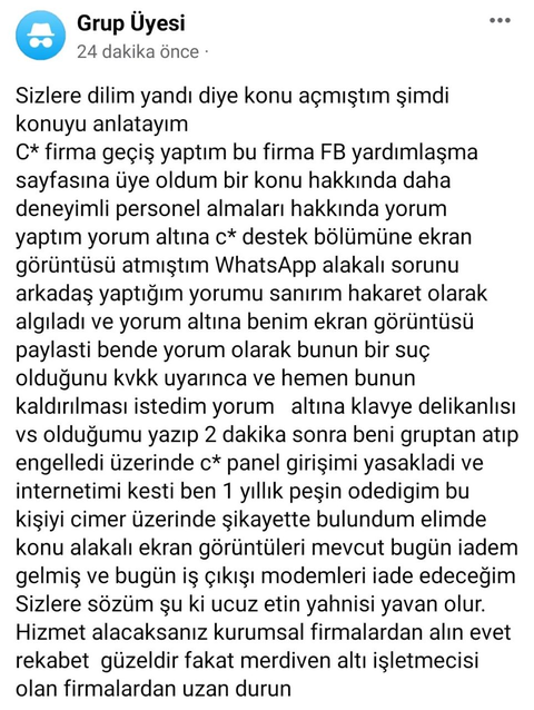 COMNET adlı İSS’yi Şikayet Ediyoruz!