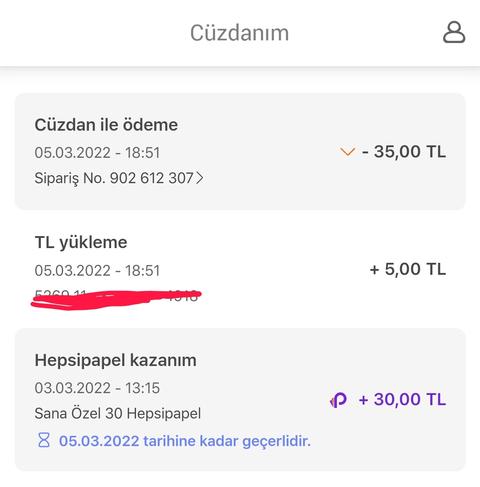 Hepsipapel kişiye özel 30₺ yüklemiş hesaplar kontrol