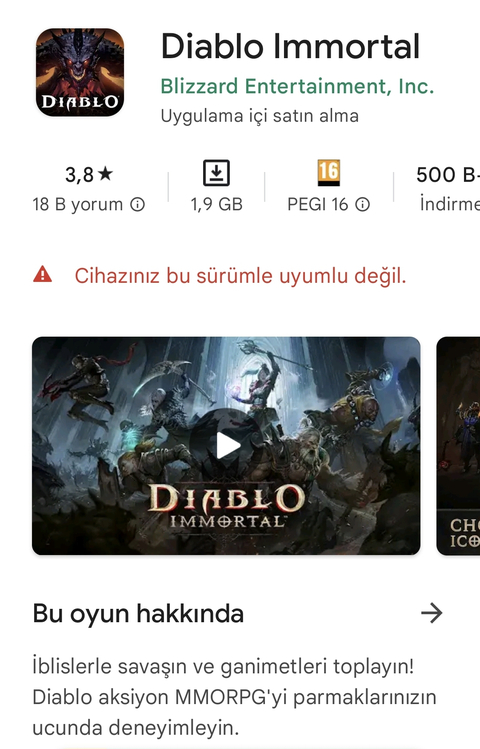 Diablo Immortal mobilde indirmeye sunuldu