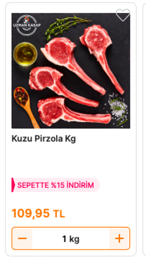 Migros'ta 1 kg kuzu pirzola 79 lira 18.11.2021 (bölgeselmiş)