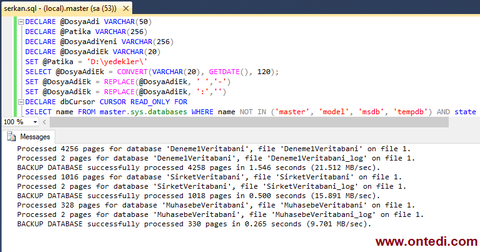 Bat Dosyası ile SQL Server Veritabanları Yedekleme İşlemi