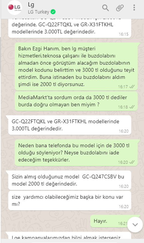 LG Buzdolabı mağduriyeti.