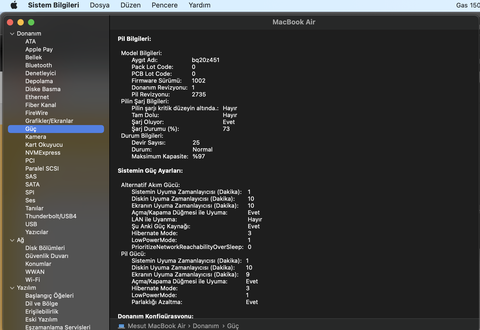 Macbook M1 Air 2020, Pil döngüsü 25 ama kapasite % 97'ye düştü ?