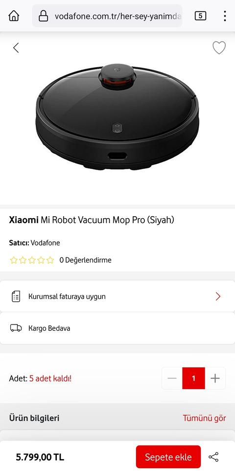 Xiaomi Mi Robot Vacuum Mop Pro Robot Süpürge+Mop 5800TL