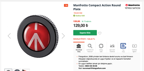 Yardım : Manfrotto Compact Action Round Plate