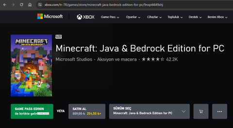 🎮254.5₺ - Minecraft: Java & Bedrock Edition for PC - Microsoft Store