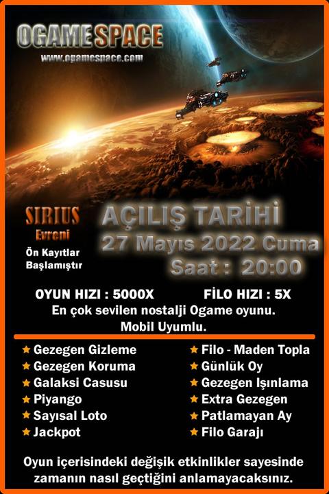 OgameSpace - SIRIUS Evreni Açılıyor.