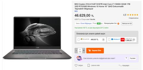 Visual Studio için laptop