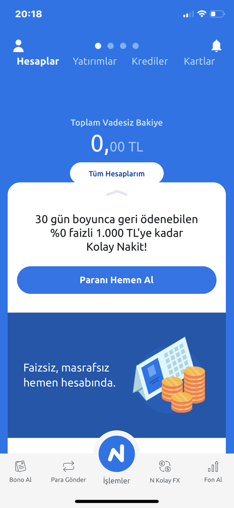 N kolay faizsiz masrafsız 30 gün sonunda geri ödemeli 1000₺ nakit para