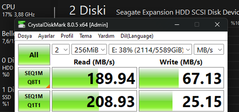 Harici Disk yazma hızı sorunu YARDIM...