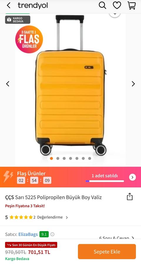 ÇÇS 5145 Kırılmaz Trolley Büyük Boy Valiz