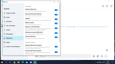 Skype bildirim sorunu