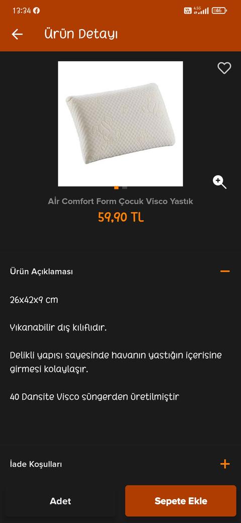 Migrosta çocuk visco yastık 60 TL (Lokasyona özel)