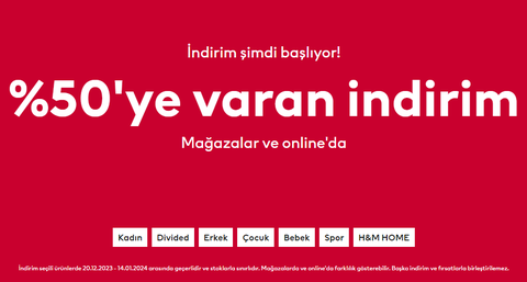 📢H&M'de Mağaza ve Online'da %50'ye Varan İndirim