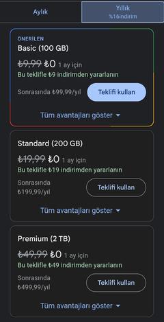 GOOGLE ONE DRİVE İNDİRİMLİ FİYATLAR