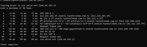 Antalya İli Ping-Tracert Karşılaştırma!!!